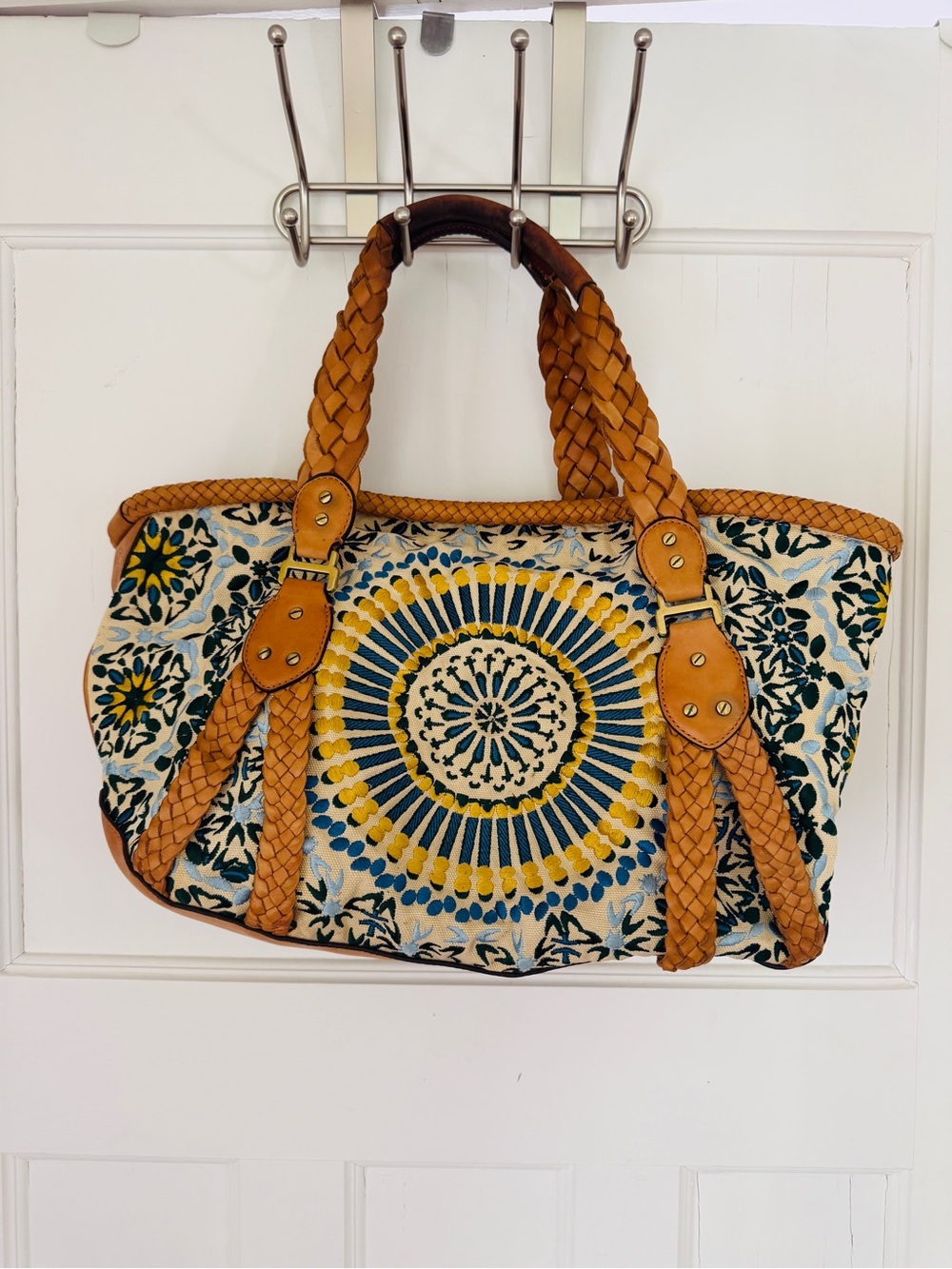 Cole Haan leather and canvas tote